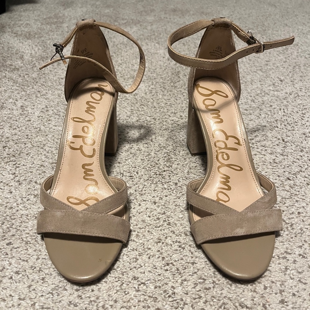 Sam Edelman Women's Tan Suede Block Heel Sandals